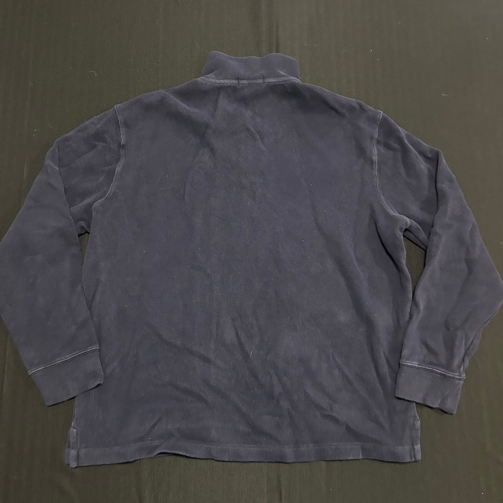 Polo Ralph Lauren Mens Navy Blue Ribbed Quarter Zip Pullover Sweater Large - Picture 7 of 8